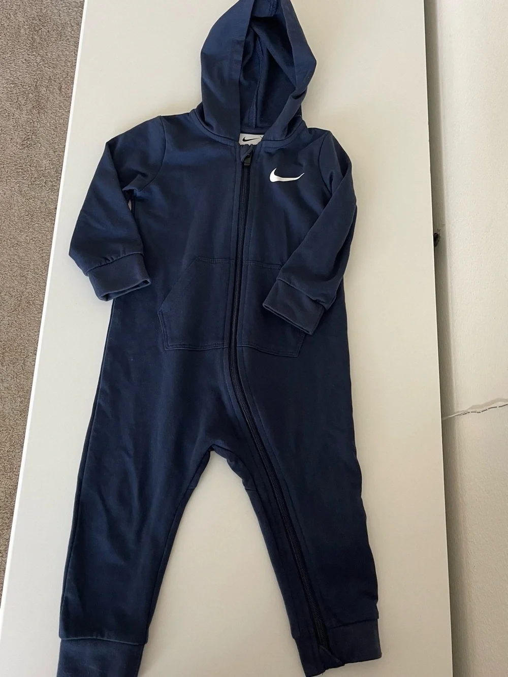 Nike Kids Navy Hooded Zip-Up One-Piece
